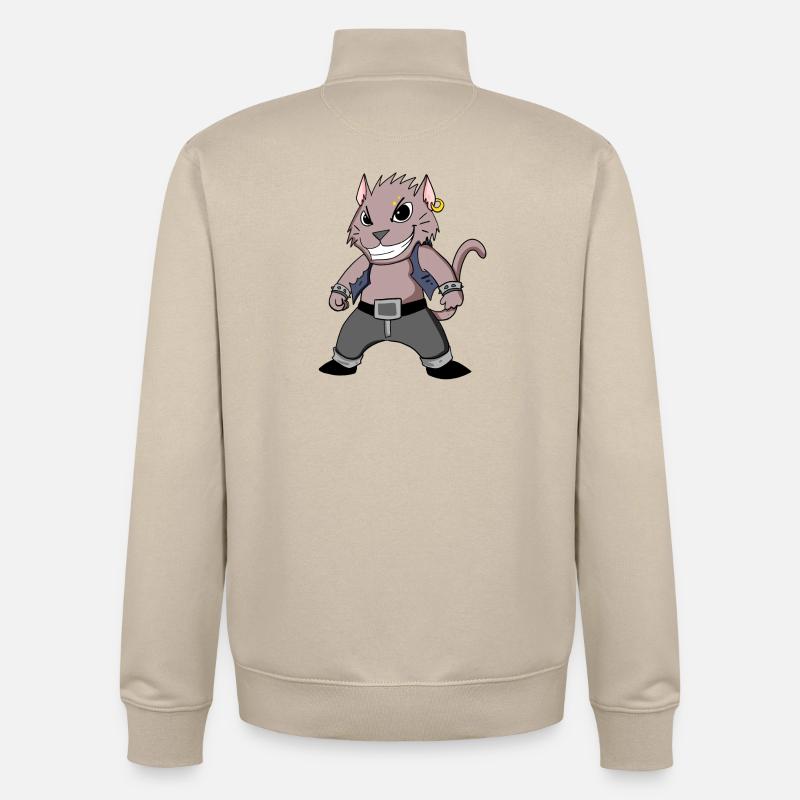 Chat cool - Sweat zippé unisexe en coton bio Stanley/Stella - beige crème