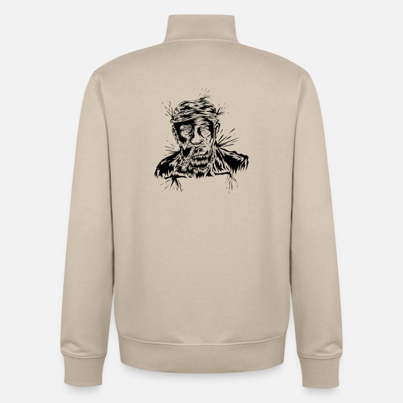 Opa mit Zigarre - Unisex Organic Zip Sweatshirt von Stanley/Stella - Cremebeige
