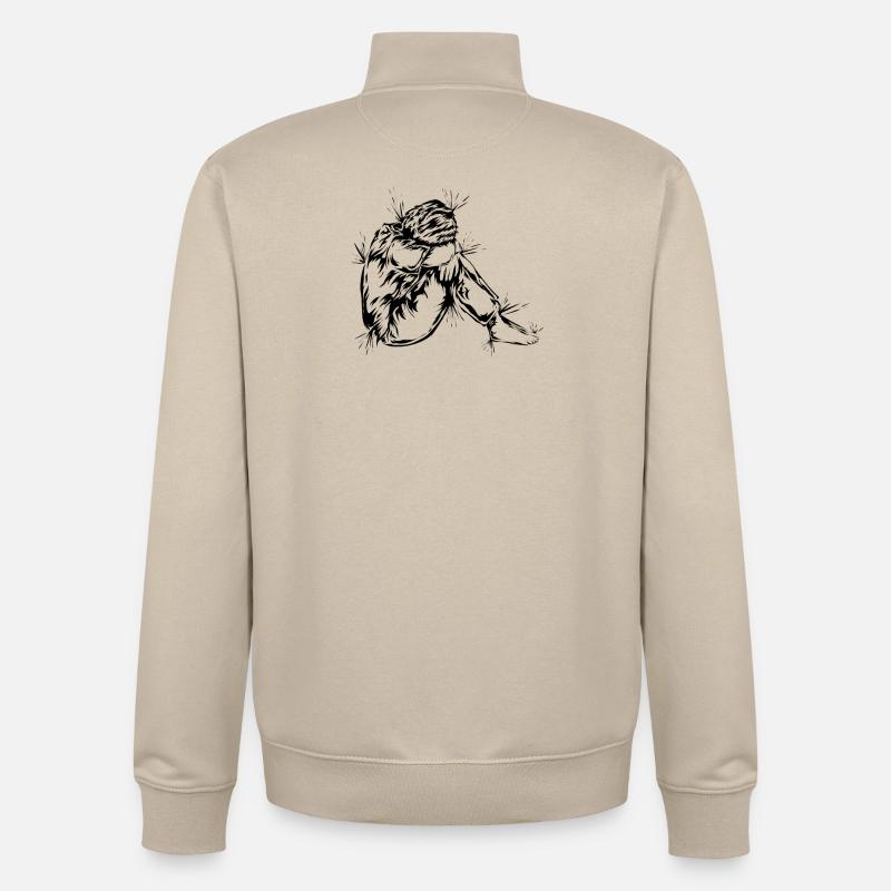 Deuil Dépression - Sweat zippé unisexe en coton bio Stanley/Stella - beige crème
