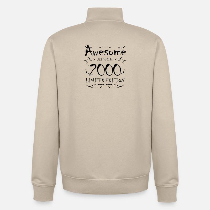 2000 - Millésime 2000 - Fantastique depuis 2000 - Sweat zippé unisexe en coton bio Stanley/Stella - beige crème