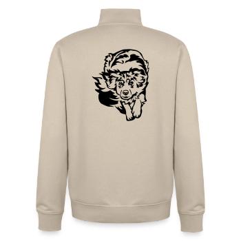 Australian Shepherd - Unisex Organic Zip Sweatshirt by Stanley/Stella - desert dust - Back - AI Model Male 185 dark (185cm)