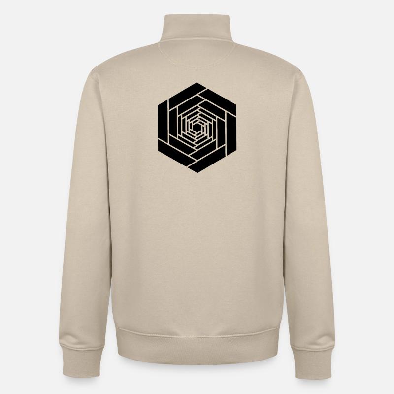Hexagone infini noir fleur - Sweat zippé unisexe en coton bio Stanley/Stella - beige crème