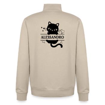 T-Shirt Alessandro T-Shirt Katze Geschenkidee Katze Katze - Unisex Organic Zip Sweatshirt von Stanley/Stella - Cremebeige - Hinten - AI Model Male 185 dark (185cm)