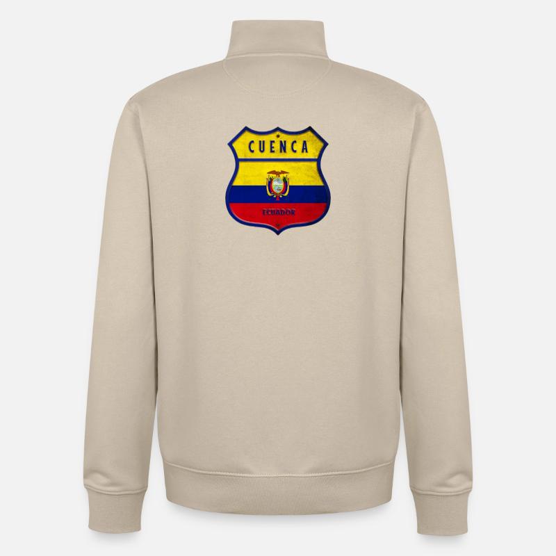 Cuenca Drapeaux de l'Equateur - Sweat zippé unisexe en coton bio Stanley/Stella - beige crème