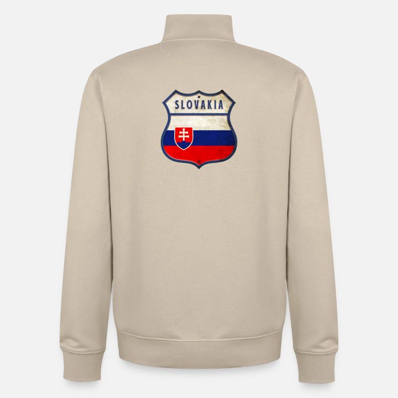 Slowakei Flaggen Wappen Design - Unisex Organic Zip Sweatshirt von Stanley/Stella - Cremebeige