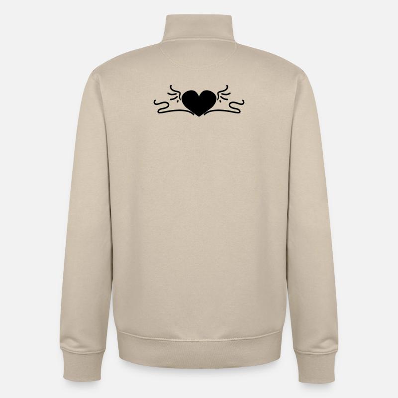 Herz Schwarz - Unisex Organic Zip Sweatshirt von Stanley/Stella - Cremebeige