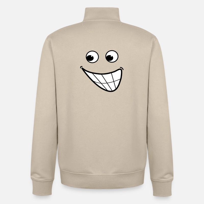 Sourire cartoon - Sweat zippé unisexe en coton bio Stanley/Stella - beige crème