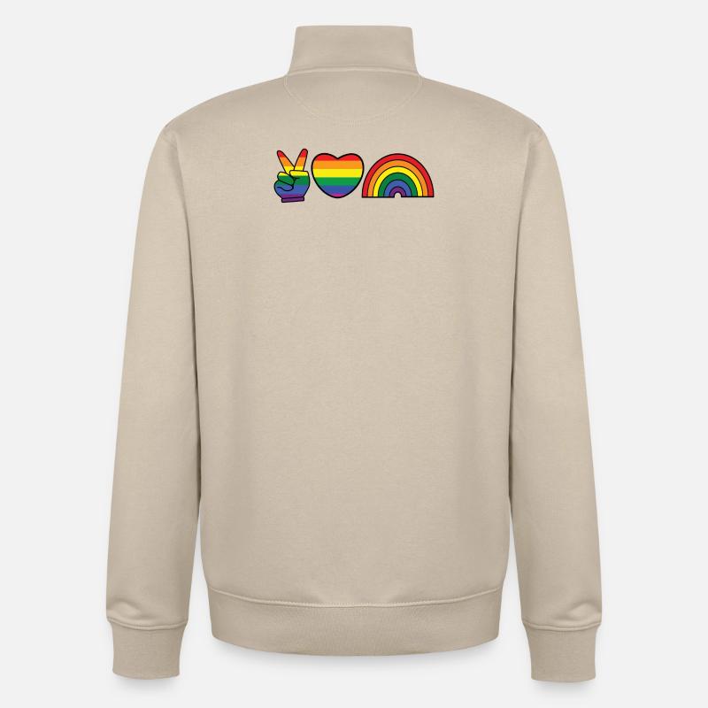 Rainbow Heart Equality Lgbt Homo - Sweat zippé unisexe en coton bio Stanley/Stella - beige crème