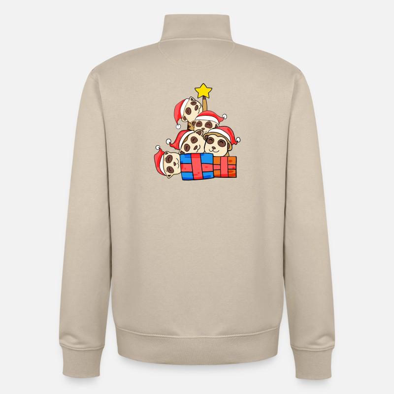 Suricate de l’arbre de Noël - Sweat zippé unisexe en coton bio Stanley/Stella - beige crème