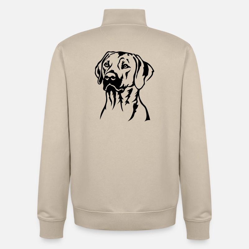 Rhodesian Ridgeback Head - Sweat zippé unisexe en coton bio Stanley/Stella - beige crème