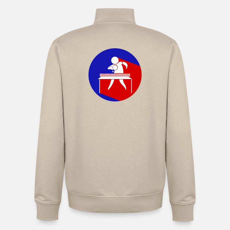 ping-pong, jouer au ping-pong - Sweat zippé unisexe en coton bio Stanley/Stella - beige crème