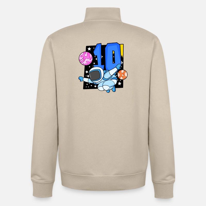 Garçon 10 ans - Cadeau 10e anniversaire - Sweat zippé unisexe en coton bio Stanley/Stella - beige crème