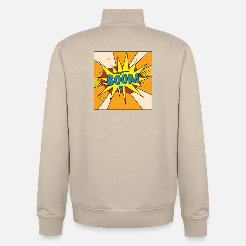 Boom Comic Explosion Style - Sweat zippé unisexe en coton bio Stanley/Stella - beige crème