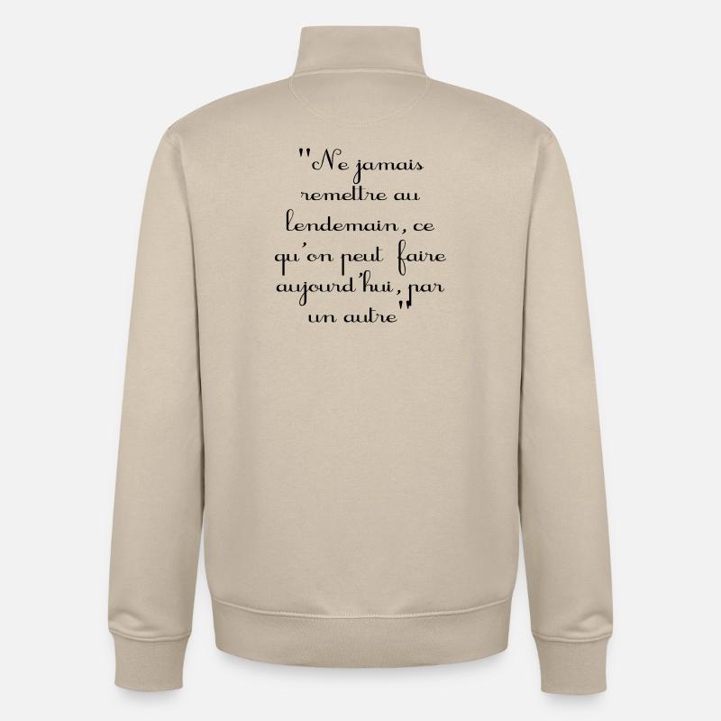 Procrastinateur - Sweat zippé unisexe en coton bio Stanley/Stella - beige crème