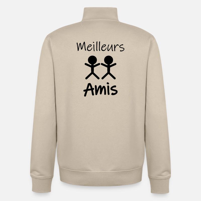Meilleurs amis - Sweat zippé unisexe en coton bio Stanley/Stella - beige crème