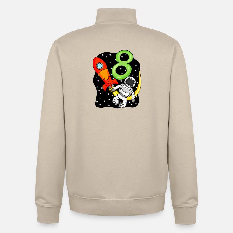 8 Jahre alt Junge Astronaut - Unisex Organic Zip Sweatshirt von Stanley/Stella - Cremebeige