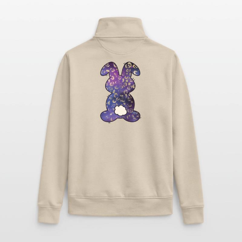 Leopard Pattern Rabbit Easter Unisex Organic Zip Sweatshirt by Stanley/Stella