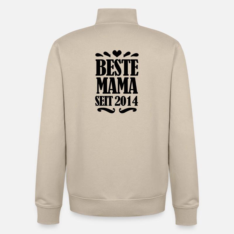 Beste Mama seit 2014 - Unisex Organic Zip Sweatshirt von Stanley/Stella - Cremebeige