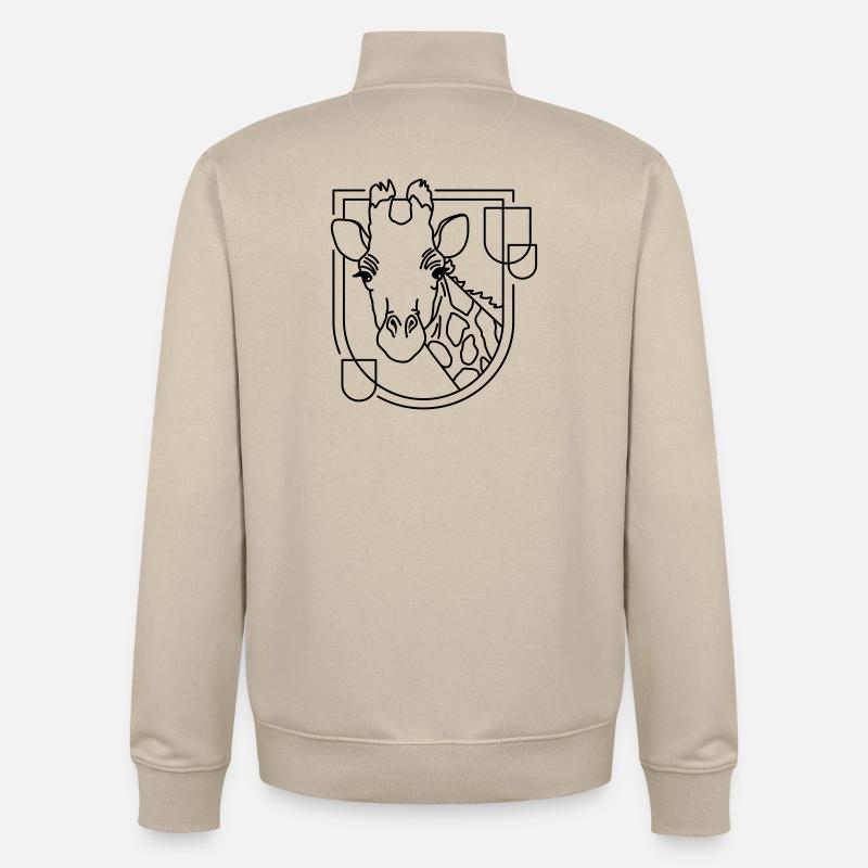 Giraffe in Geometric Shape - Line Art Design - Unisex Organic Zip Sweatshirt by Stanley/Stella - desert dust