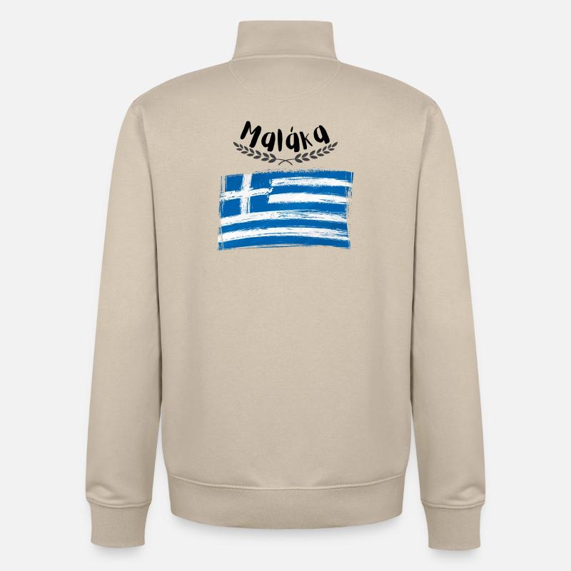 Malaka- Grèce T-shirt grec - Sweat zippé unisexe en coton bio Stanley/Stella - beige crème