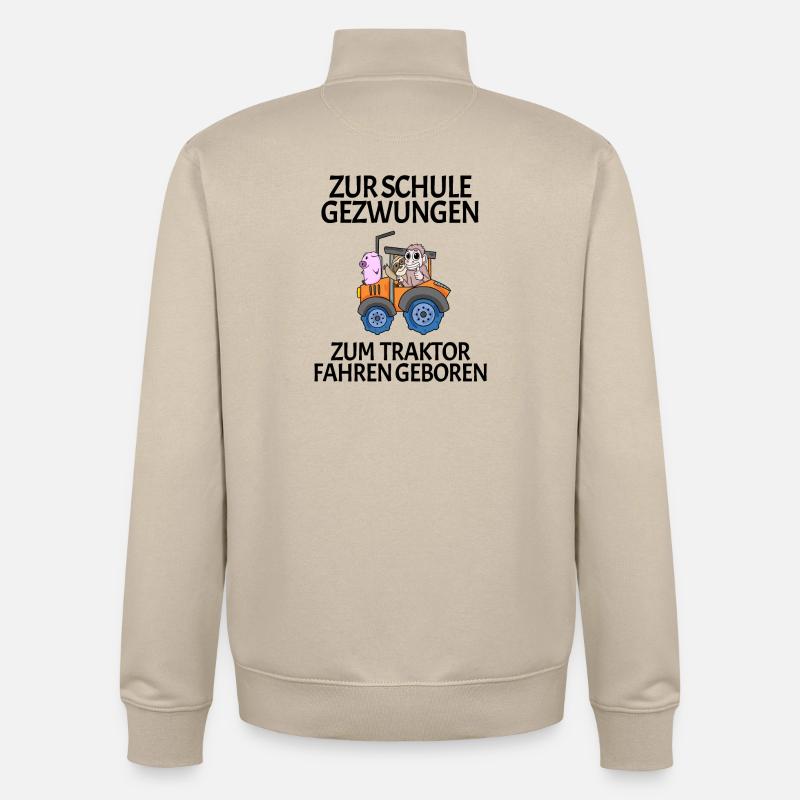 Schule Einschulung Traktor Geschenk Lustig - Unisex Organic Zip Sweatshirt von Stanley/Stella - Cremebeige