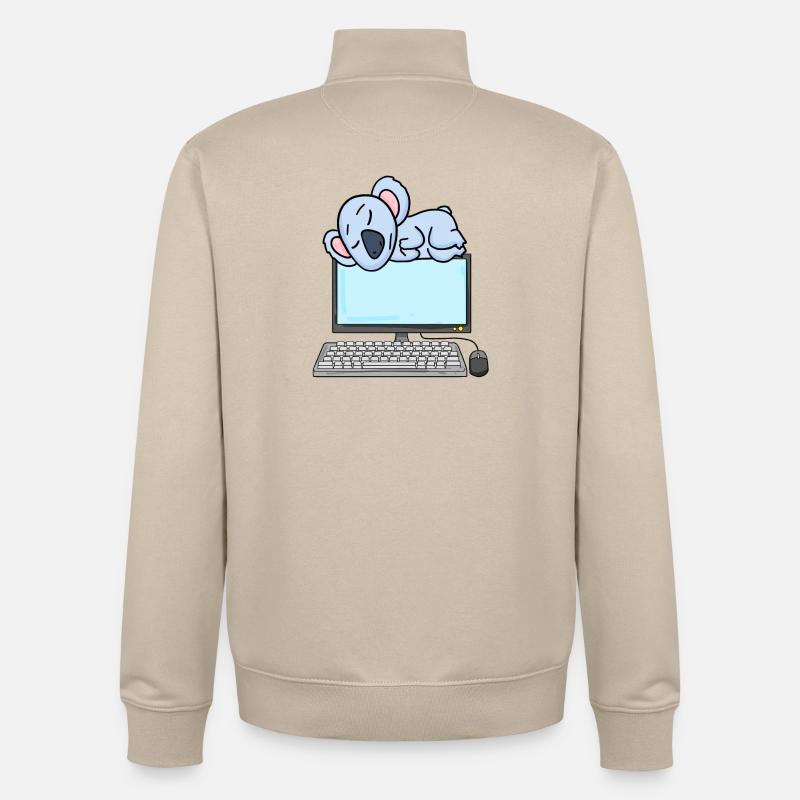 Koala Computer Nerd Programmer Gift - Unisex Organic Zip Sweatshirt by Stanley/Stella - desert dust