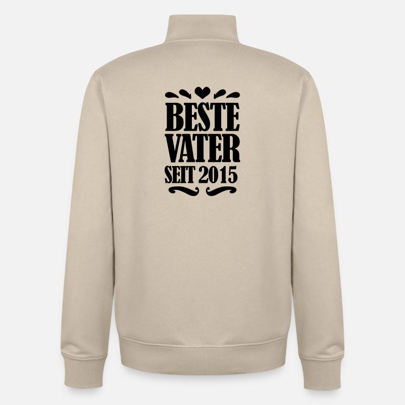 Bester Vater seit 2015 - Unisex Organic Zip Sweatshirt von Stanley/Stella - Cremebeige