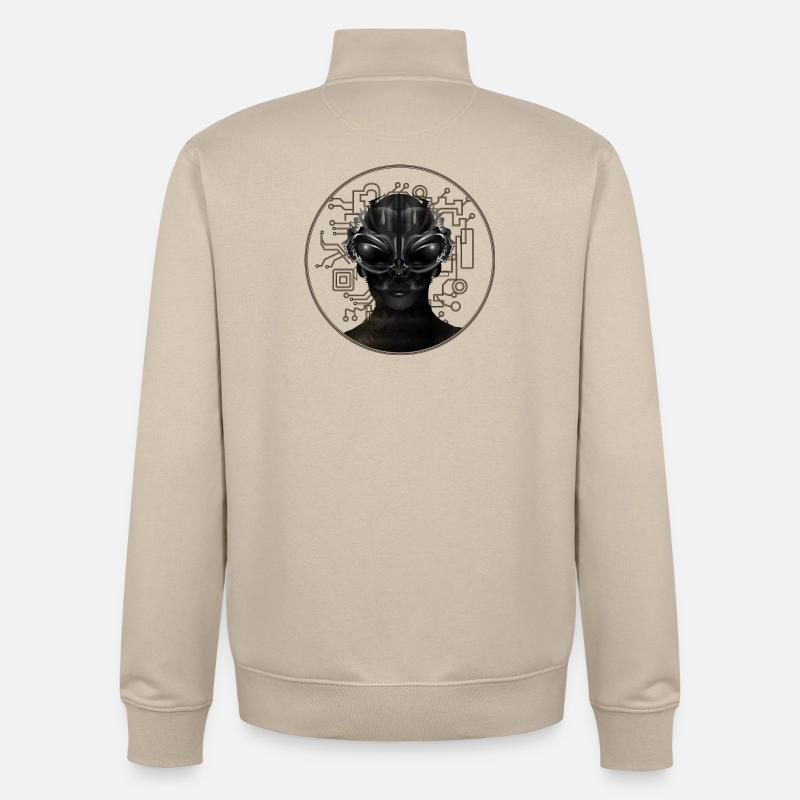 eindrucksvolles Portrait eines Ausserirdischen - Unisex Organic Zip Sweatshirt von Stanley/Stella - Cremebeige
