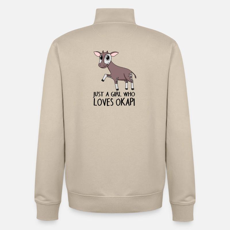 Okapi Mädchen Spruch - Unisex Organic Zip Sweatshirt von Stanley/Stella - Cremebeige