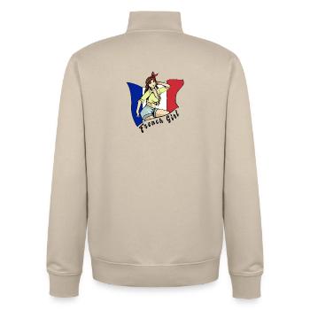Frankreich Mädchen Flaggen Design - Unisex Organic Zip Sweatshirt von Stanley/Stella - Cremebeige - Hinten - AI Model Male 185 dark (185cm)