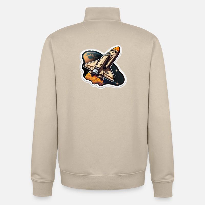 Fusée spatiale - Sweat zippé unisexe en coton bio Stanley/Stella - beige crème