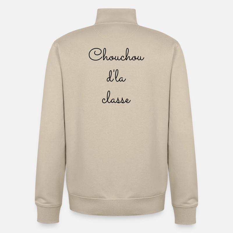 Chouchou d la classe - Sweat zippé unisexe en coton bio Stanley/Stella - beige crème