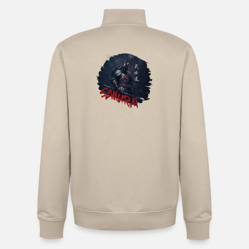 Samurai Krieger mit Katana - Unisex Organic Zip Sweatshirt von Stanley/Stella - Cremebeige
