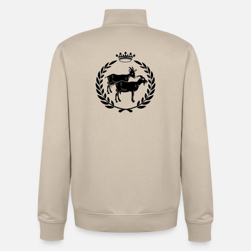 Couronne de laurier logo de chèvre - Sweat zippé unisexe en coton bio Stanley/Stella - beige crème