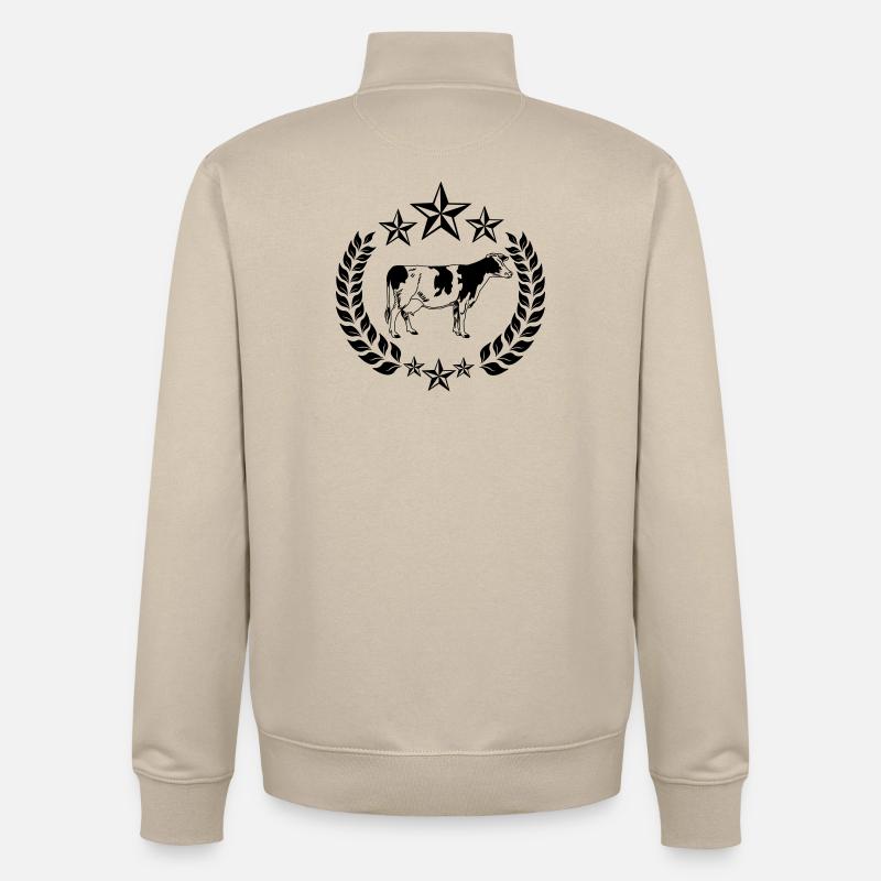 Vache trois étoiles - Sweat zippé unisexe en coton bio Stanley/Stella - beige crème