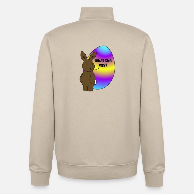 Joyeuses Pâques - Lapin de Pâques avec œuf de Pâques - Sweat zippé unisexe en coton bio Stanley/Stella - beige crème