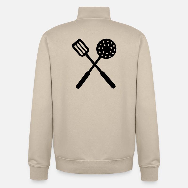 Frying baking tools crossed - Unisex Organic Zip Sweatshirt by Stanley/Stella - desert dust