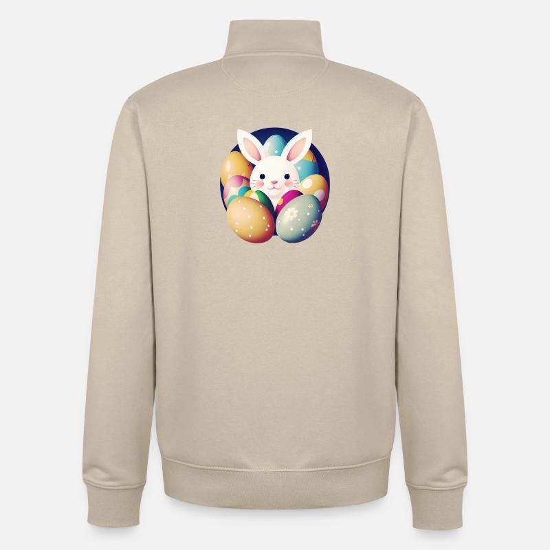 Easter bunny with Easter eggs - Unisex Organic Zip Sweatshirt by Stanley/Stella - desert dust