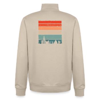 Sunset Skyline Stripes - Unisex Organic Zip Sweatshirt by Stanley/Stella - desert dust - Back - AI Model Male 185 dark (185cm)