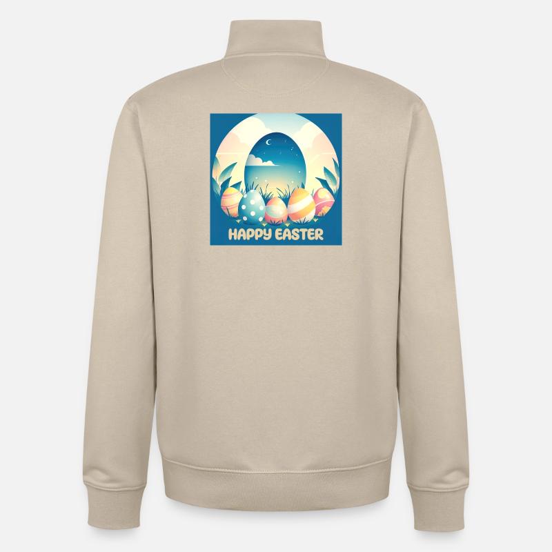 Happy Easter, Easter Egg - Unisex Organic Zip Sweatshirt by Stanley/Stella - desert dust