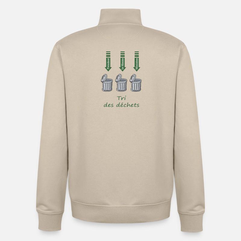 Tri des déchets - Sweat zippé unisexe en coton bio Stanley/Stella - beige crème