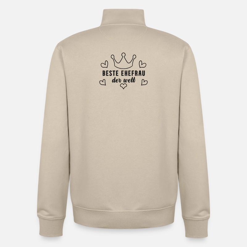 Beste Ehefrau Geschenk - Unisex Organic Zip Sweatshirt von Stanley/Stella - Cremebeige