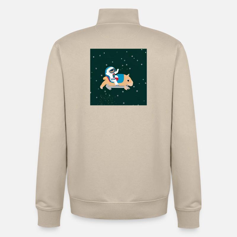 Astronaute sur un capybara spatial - Sweat zippé unisexe en coton bio Stanley/Stella - beige crème