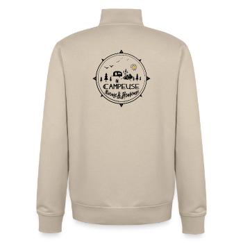campeuse rieuse heureuse - Sweat zippé unisexe en coton bio Stanley/Stella - beige crème - Dos - AI Model Male 185 dark (185cm)