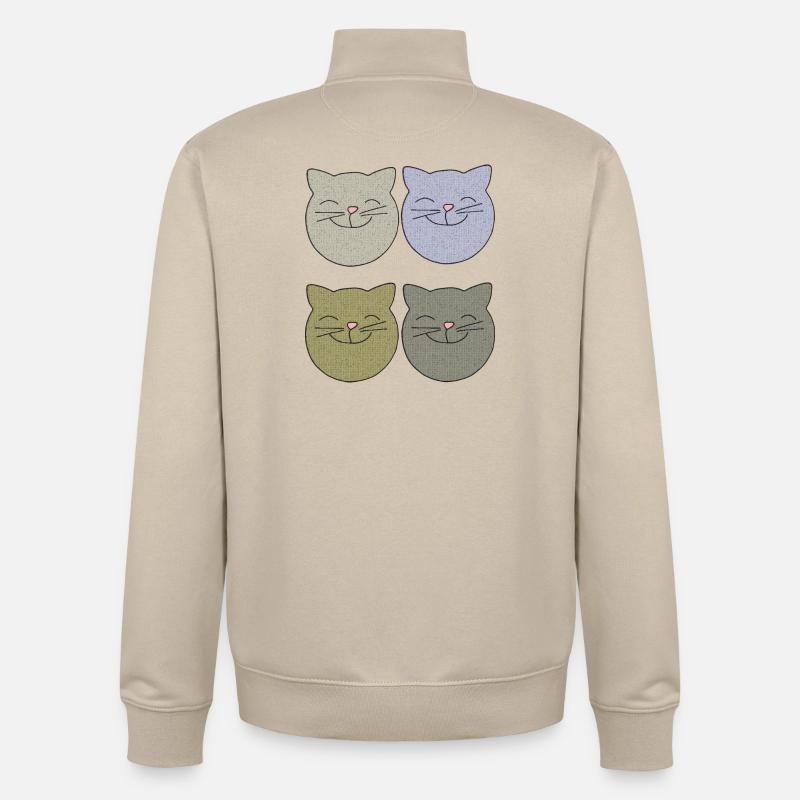 katzen 4er pack - Unisex Organic Zip Sweatshirt von Stanley/Stella - Cremebeige