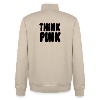 Think Pink - Unisex Organic Zip Sweatshirt von Stanley/Stella - Cremebeige - Hinten - AI Model Male 185 dark (185cm)