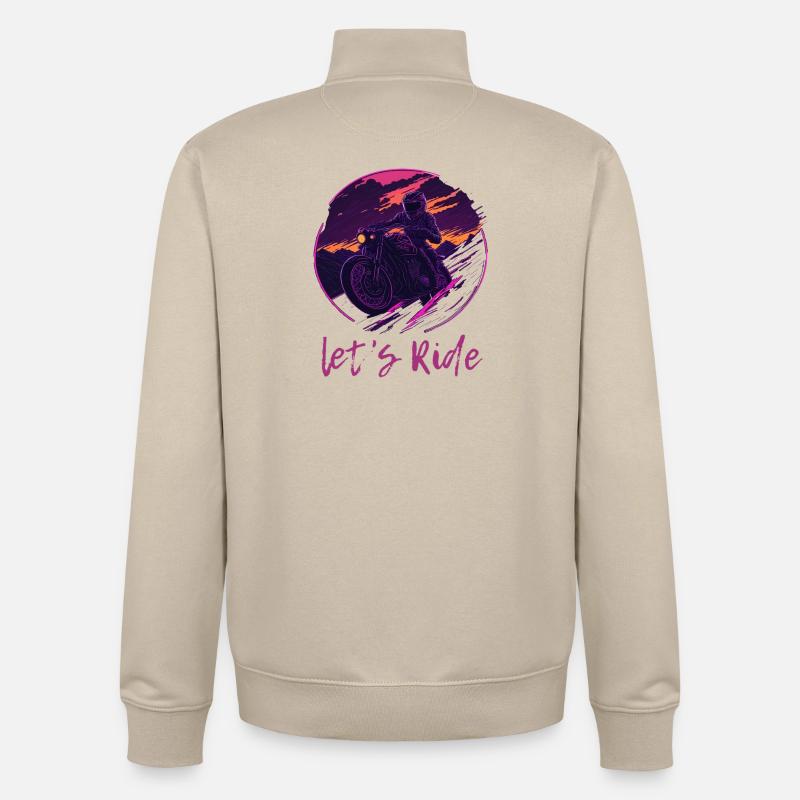 Let's Ride Synthwave Motorradfahrer - Unisex Organic Zip Sweatshirt von Stanley/Stella - Cremebeige
