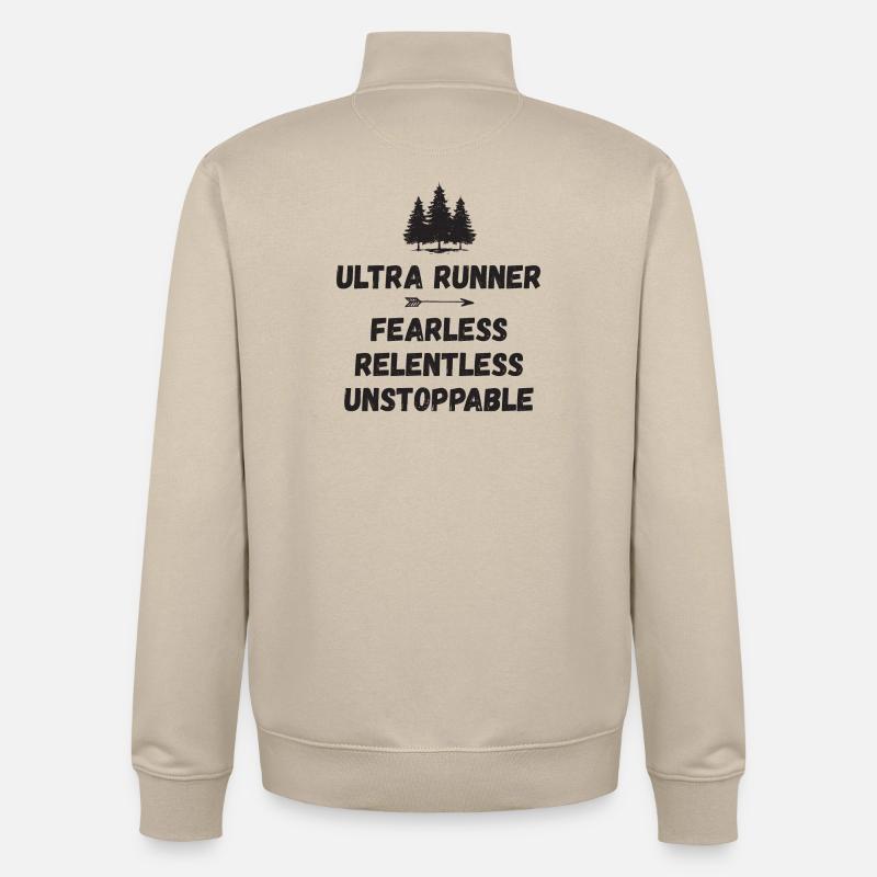 Ultra Runnner - Intrépide. Implacable. Imparable. - Sweat zippé unisexe en coton bio Stanley/Stella - beige crème
