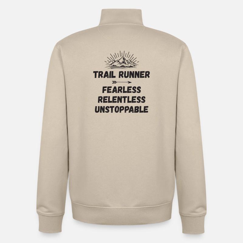 Trail Runner - Intrépide. Implacable. Imparable. - Sweat zippé unisexe en coton bio Stanley/Stella - beige crème