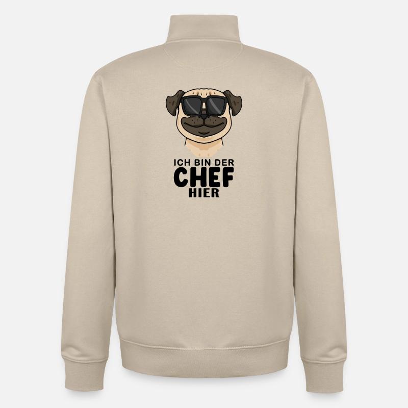 Cooler Hund Mops Chef Spruch - Unisex Organic Zip Sweatshirt von Stanley/Stella - Cremebeige